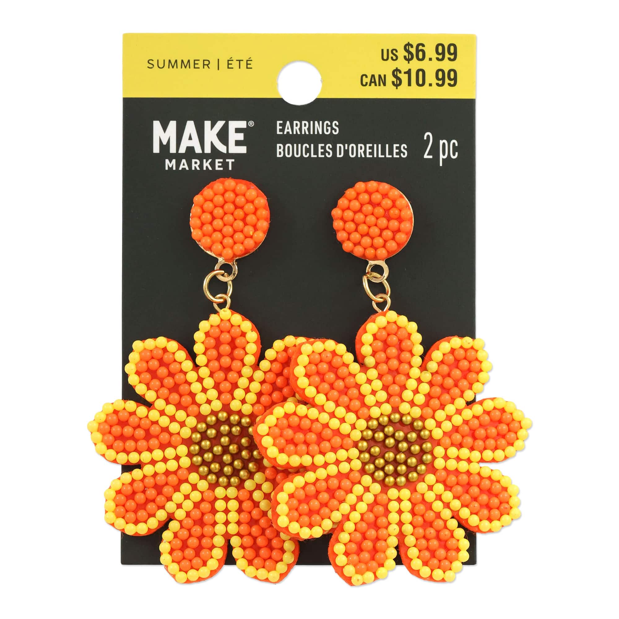 Bright Beaded Flower Earrings by Make Market